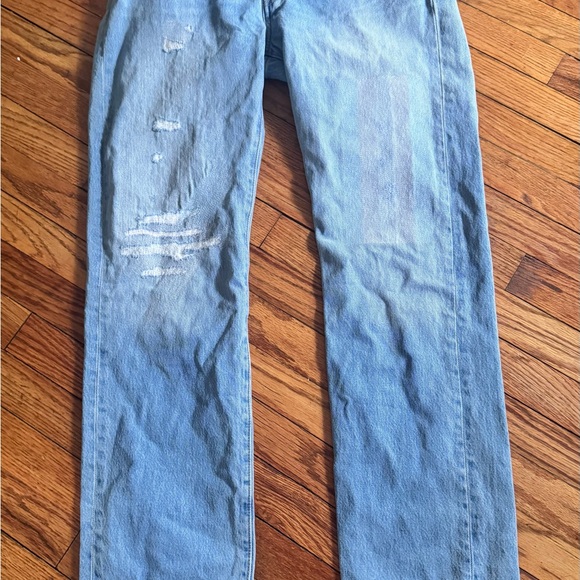Men's Light Blue Distressed Jeans - Picture 1 of 3